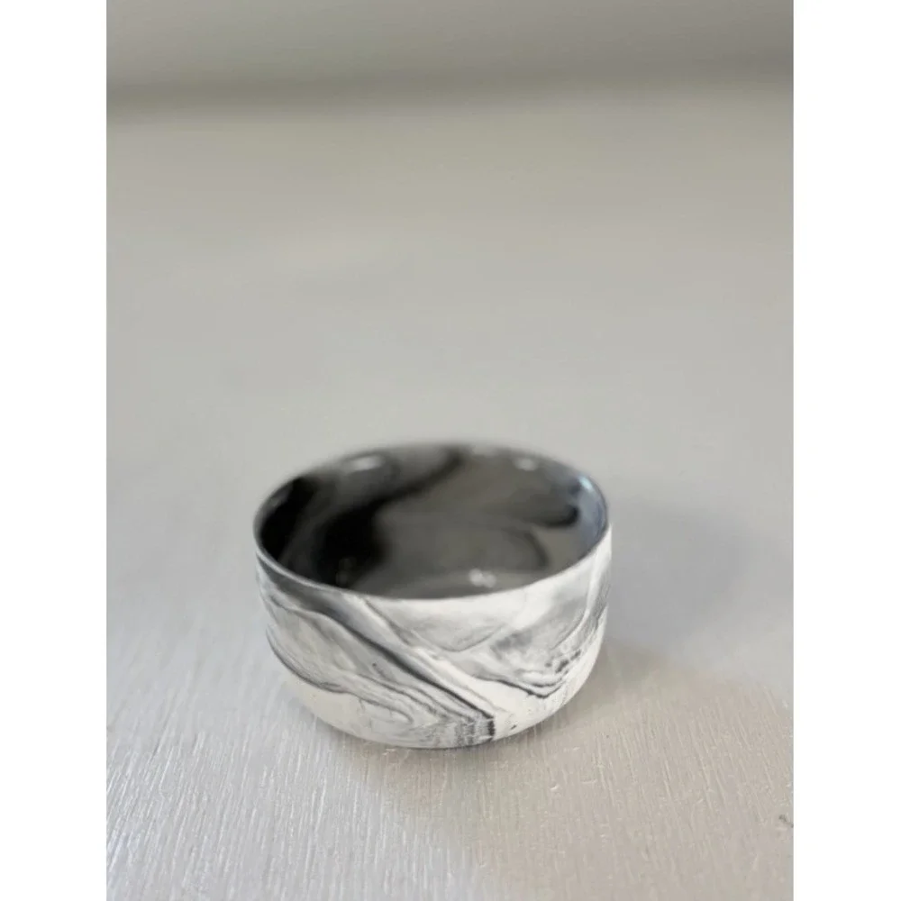 CB2 Swirl Black & White Mini Bowl Side Sauce Cup By Jennifer Fisher Marble Look
